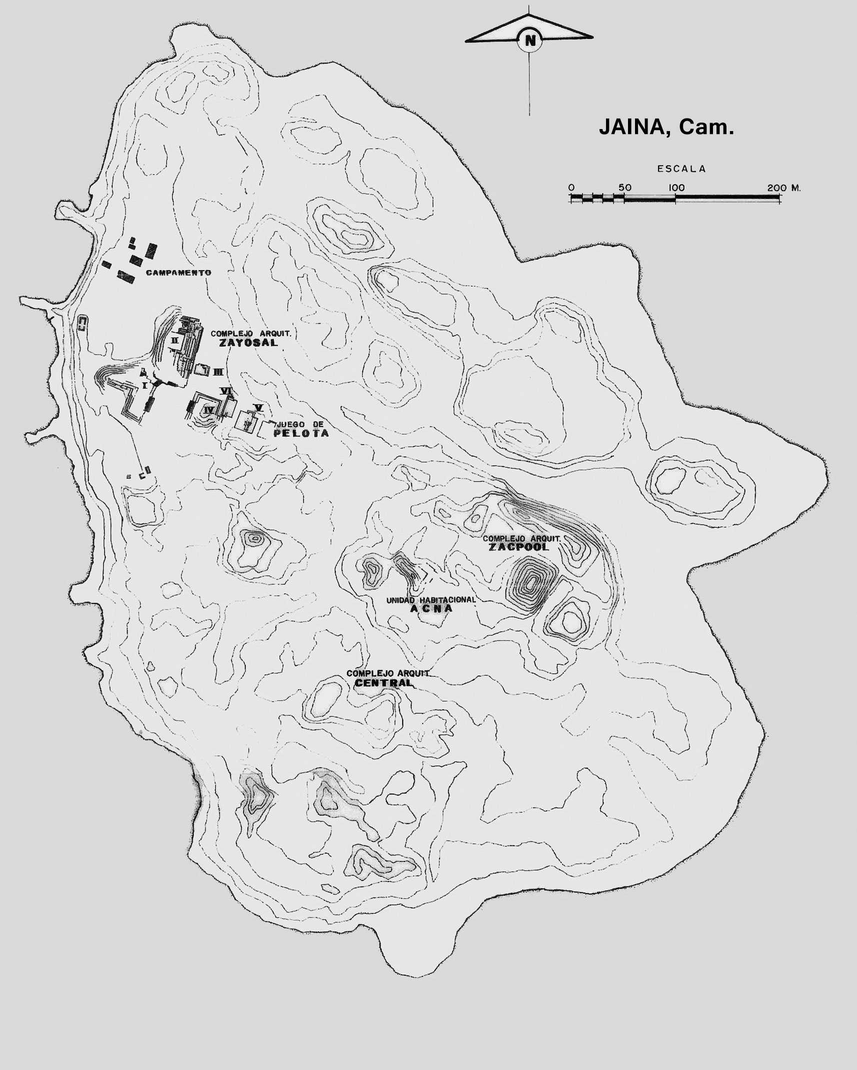 Figura 3. Levantamiento topográfico y planimétrico de Jaina