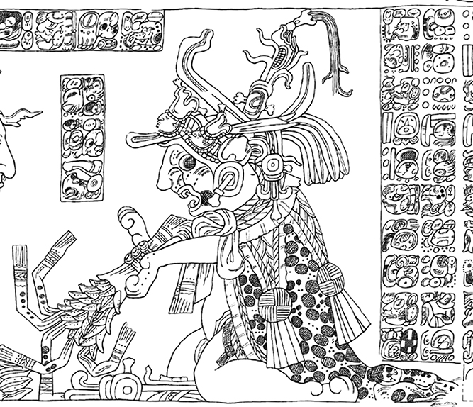 Figura 4. Detalle del tablero del Templo XXI de Palenque. Tomado de González y Bernal, 2012: 91.