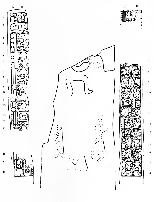 Figura 11. Estela 1 [J9-K16] de Piedras Negras (García Juárez, 2016, II: 542, fig. 2.27).