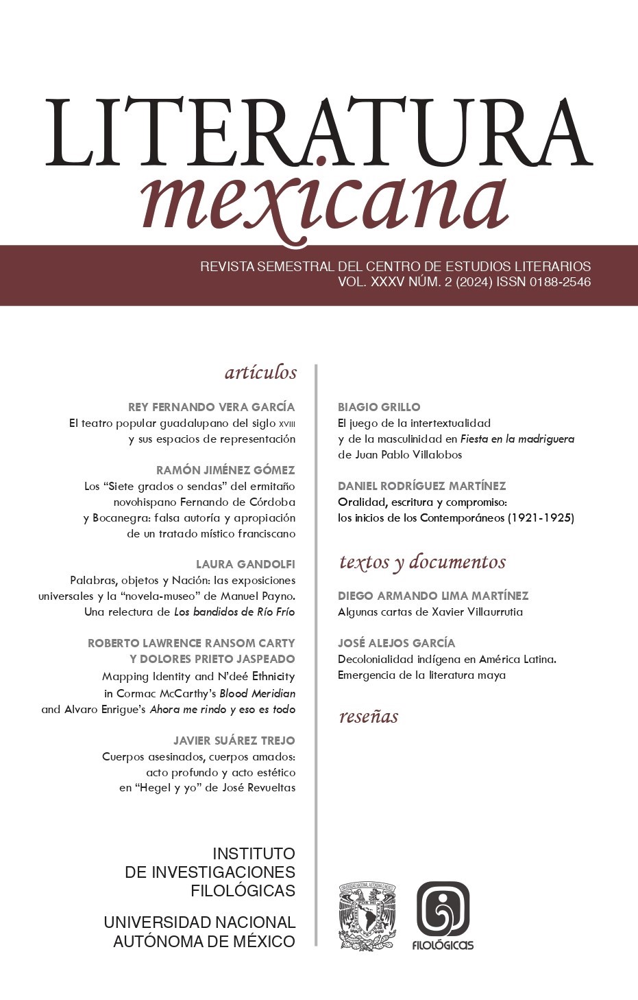 Portada revista Literatura Mexicana