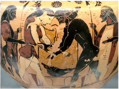 
							”Hidria con Peleo y Atalanta”, cerámica calcidea de figuras negras, 540-530 a. e. c., München, Staatliche Antikensammlungen und Glyptothek, 596.
