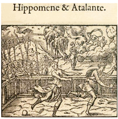 “Hippomène et Atalante”, La Métamorphose d’Ovide Figurée, Lyon, 1557.
