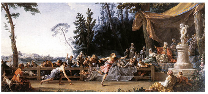 “The Race between Hippomenes and Atalanta”, Noël Hallé, 1762-1765, óleo sobre tela.